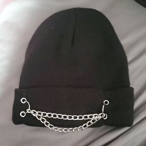 Hot Topic Black Beanie with Chains